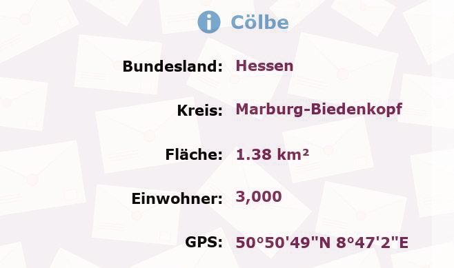 1 Postleitzahl in Cölbe, Hessen