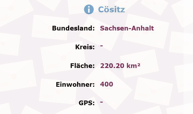 1 Postleitzahl in Cösitz, Sachsen-Anhalt