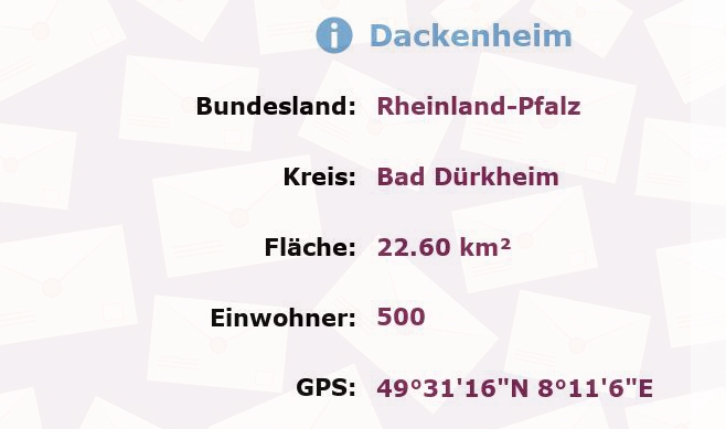 1 Postleitzahl in Dackenheim, Rheinland-Pfalz