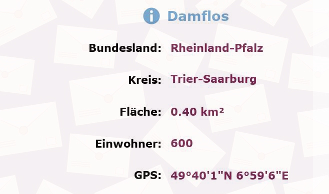 1 Postleitzahl in Damflos, Rheinland-Pfalz