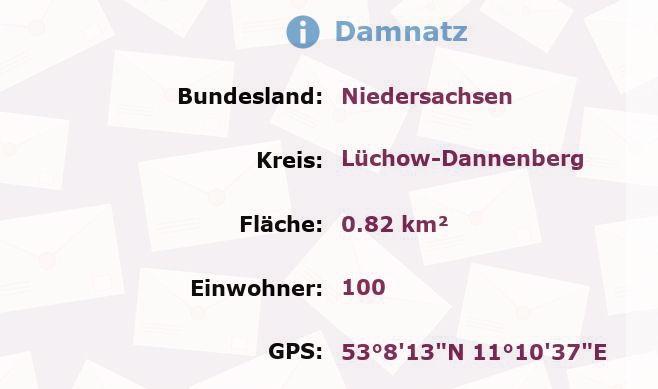 1 Postleitzahl in Damnatz, Niedersachsen