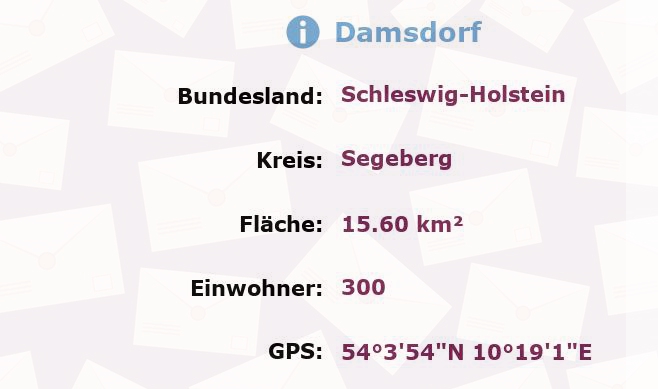 1 Postleitzahl in Damsdorf, Schleswig-Holstein