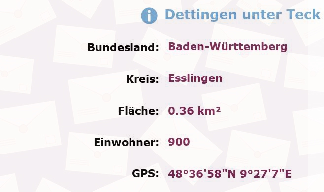 1 Postleitzahl in Dettingen unter Teck, Baden-Württemberg