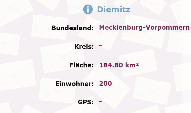 1 Postleitzahl in Diemitz, Mecklenburg-Vorpommern