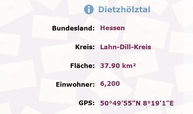 1 Postleitzahl in Dietzhölztal, Hessen