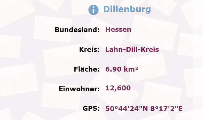 8 Postleitzahlen in Dillenburg, Hessen