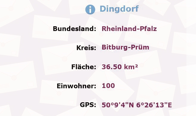 1 Postleitzahl in Dingdorf, Rheinland-Pfalz