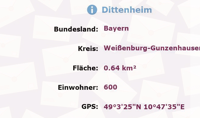 1 Postleitzahl in Dittenheim, Bayern