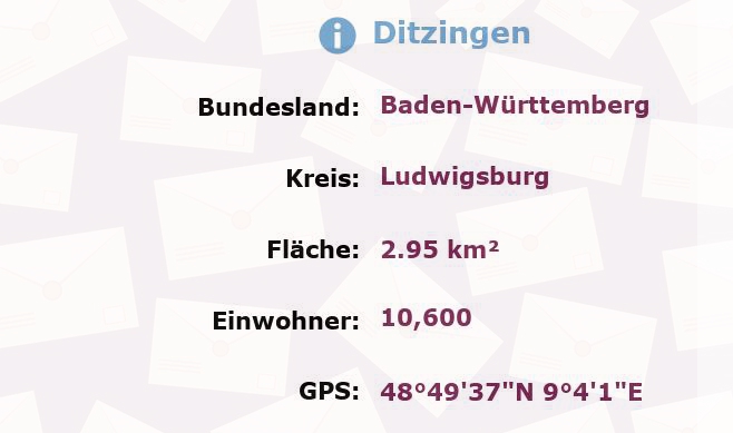 1 Postleitzahl in Ditzingen, Baden-Württemberg