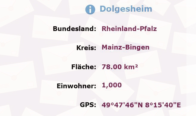 1 Postleitzahl in Dolgesheim, Rheinland-Pfalz