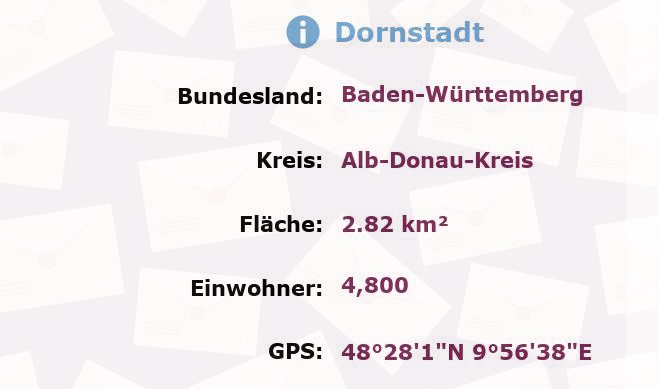 1 Postleitzahl in Dornstadt, Baden-Württemberg