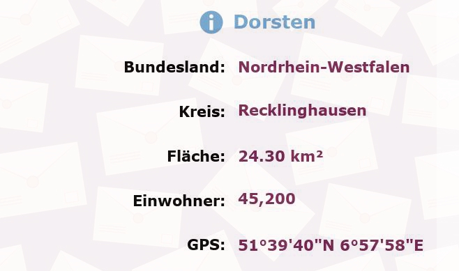 3 Postleitzahlen in Dorsten, Nordrhein-Westfalen