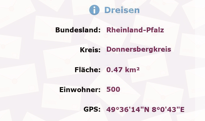 1 Postleitzahl in Dreisen, Rheinland-Pfalz