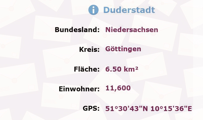 1 Postleitzahl in Duderstadt, Niedersachsen