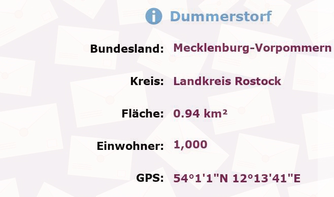 1 Postleitzahl in Dummerstorf, Mecklenburg-Vorpommern