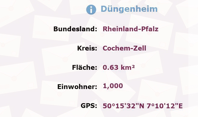 1 Postleitzahl in Düngenheim, Rheinland-Pfalz