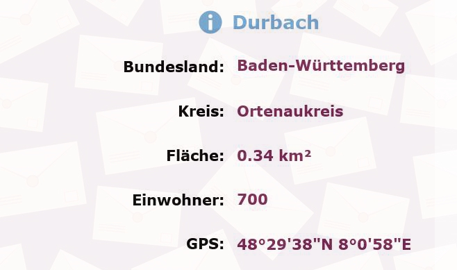 1 Postleitzahl in Durbach, Baden-Württemberg