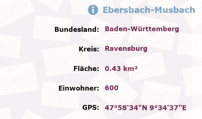 1 Postleitzahl in Ebersbach-Musbach, Baden-Württemberg