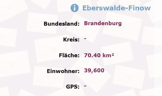 1 Postleitzahl in Eberswalde-Finow, Brandenburg