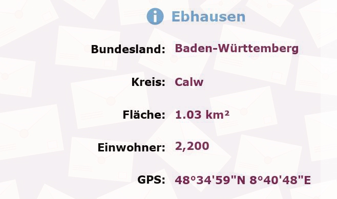 1 Postleitzahl in Ebhausen, Baden-Württemberg