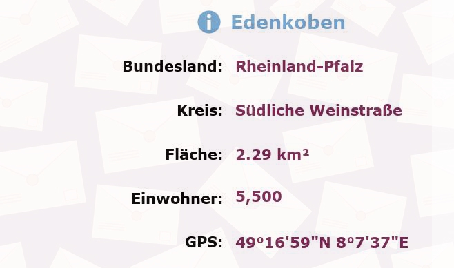 1 Postleitzahl in Edenkoben, Rheinland-Pfalz