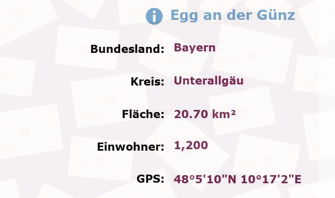 1 Postleitzahl in Egg an der Günz, Bayern