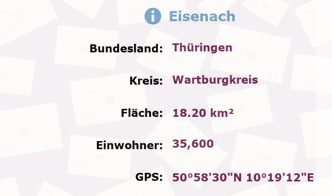 1 Postleitzahl in Eisenach, Thüringen