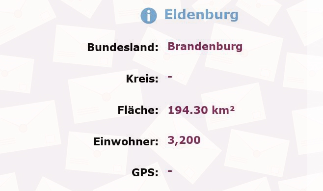 1 Postleitzahl in Eldenburg, Brandenburg