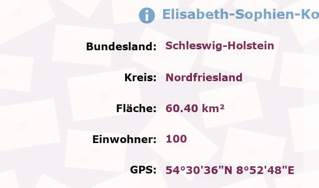 1 Postleitzahl in Elisabeth-Sophien-Koog, Schleswig-Holstein