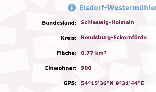 1 Postleitzahl in Elsdorf-Westermühlen, Schleswig-Holstein