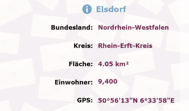 1 Postleitzahl in Elsdorf, Nordrhein-Westfalen