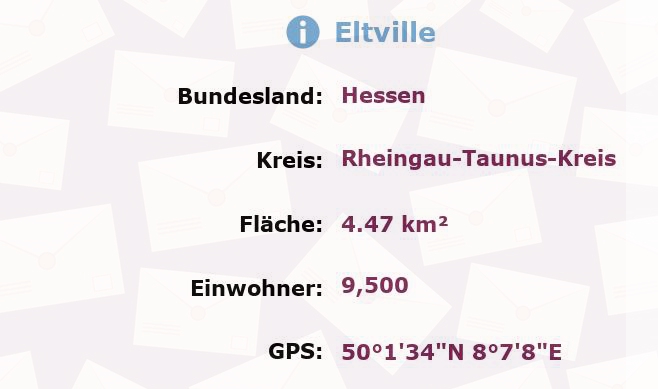 5 Postleitzahlen in Eltville, Hessen