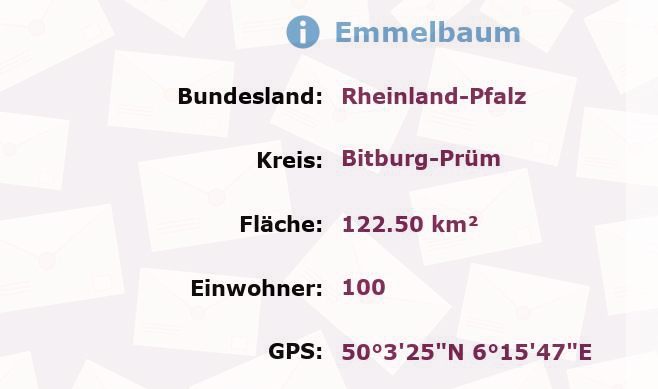 1 Postleitzahl in Emmelbaum, Rheinland-Pfalz