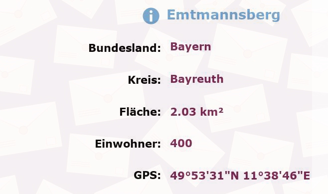 1 Postleitzahl in Emtmannsberg, Bayern