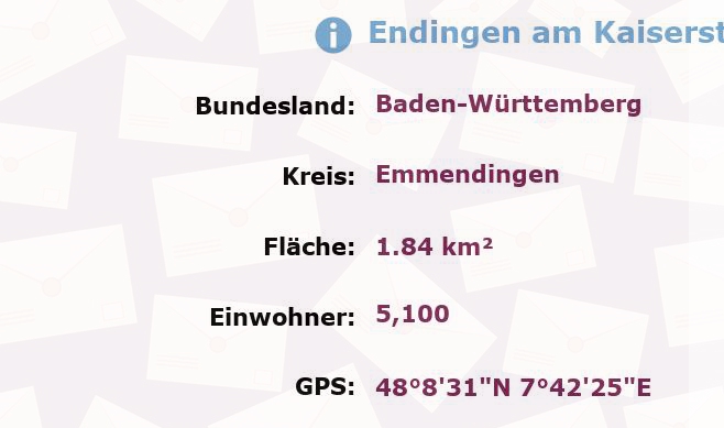 1 Postleitzahl in Endingen am Kaiserstuhl, Baden-Württemberg