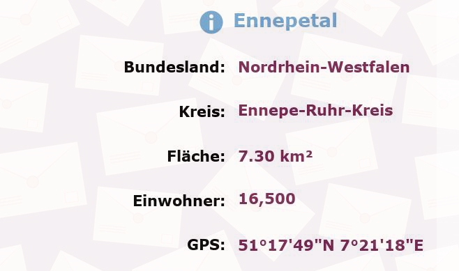 1 Postleitzahl in Ennepetal, Nordrhein-Westfalen