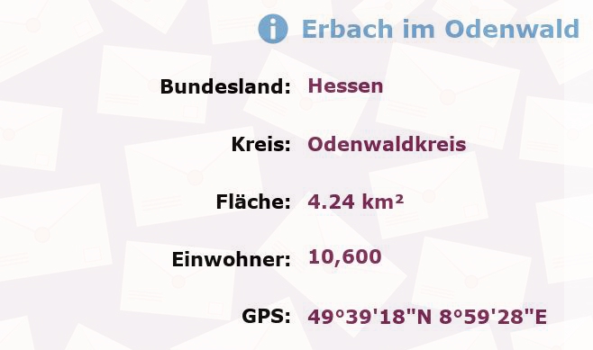 1 Postleitzahl in Erbach im Odenwald, Hessen