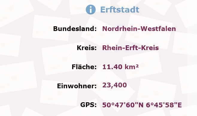 1 Postleitzahl in Erftstadt, Nordrhein-Westfalen