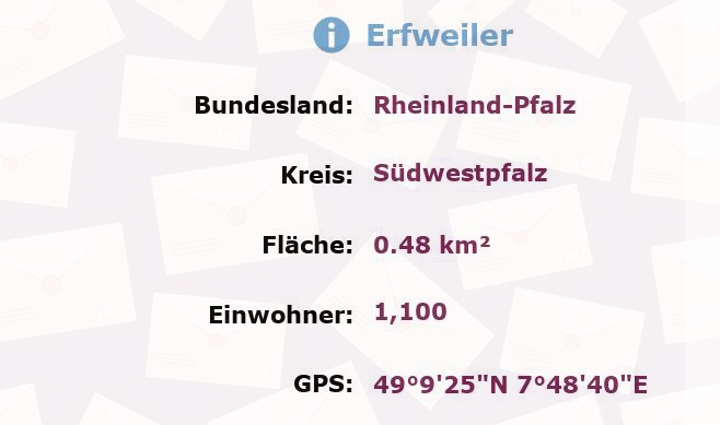 1 Postleitzahl in Erfweiler, Rheinland-Pfalz