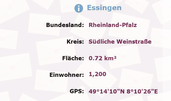 1 Postleitzahl in Essingen, Rheinland-Pfalz