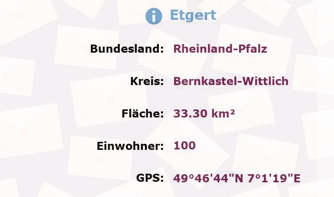 1 Postleitzahl in Etgert, Rheinland-Pfalz