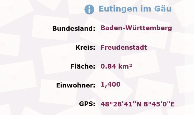 1 Postleitzahl in Eutingen im Gäu, Baden-Württemberg