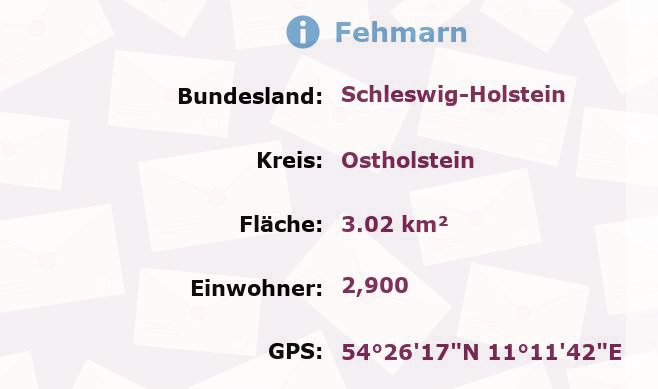 1 Postleitzahl in Fehmarn, Schleswig-Holstein