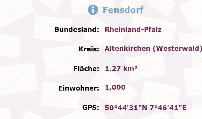 1 Postleitzahl in Fensdorf, Rheinland-Pfalz