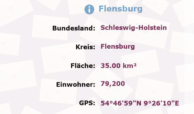 5 Postleitzahlen in Flensburg, Schleswig-Holstein