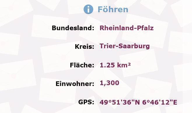 1 Postleitzahl in Föhren, Rheinland-Pfalz