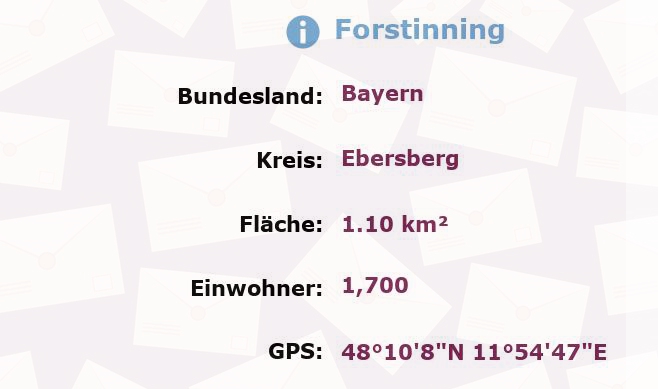 1 Postleitzahl in Forstinning, Bayern