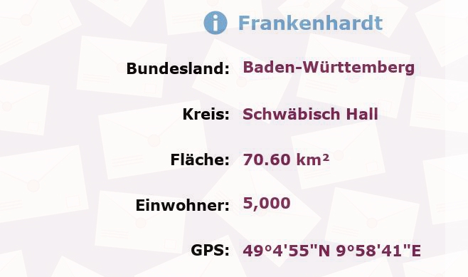 1 Postleitzahl in Frankenhardt, Baden-Württemberg