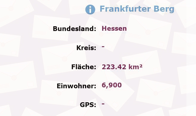 42 Postleitzahlen in Frankfurter Berg, Hessen