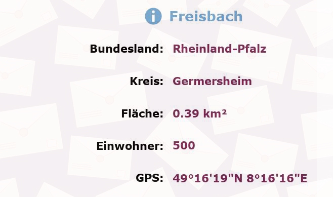 1 Postleitzahl in Freisbach, Rheinland-Pfalz